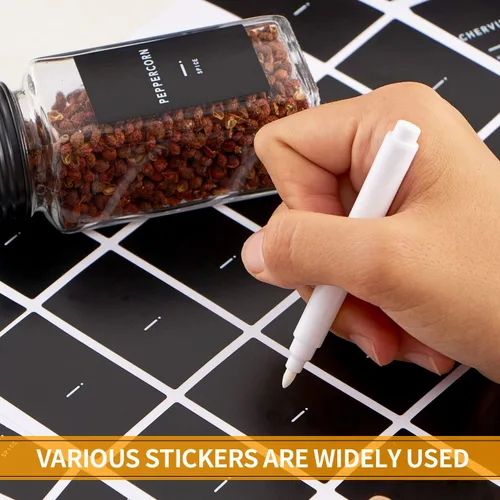 Miniatura 3 de Skiileor 48 frascos de especias con etiqueta - Frascos de especias de vidrio con tapas de metal negro, tapas agitadoras, embudo, bolígrafo de tiza