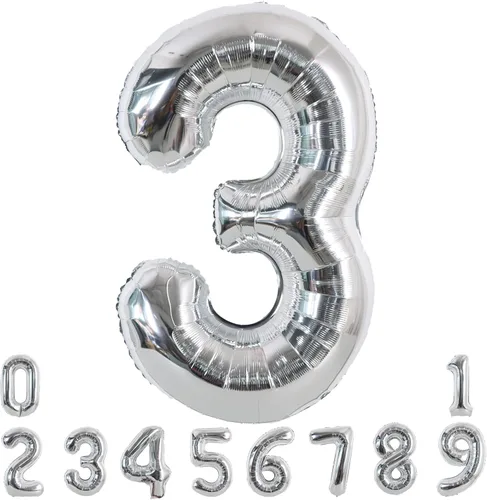 Miniatura 9 de TONIFUL Globos plateados de 40 pulgadas con números grandes del 0 al 9, número 8, globos digitales de aluminio de helio Mylar con números grandes
