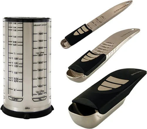 KitchenArt Baker's Pro Adjust-A-Measure Set, 4 Piezas, Satén
