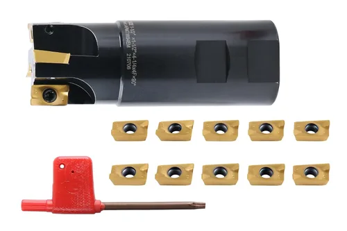 Miniatura 28 de Accusize Industrial Tools Molino de extremo indexable de hombro cuadrado de 90 grados de 1/2 '' con insertos de carburo Apkt11T3, 0056-0913