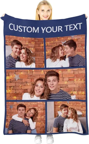 Manta personalizada con imagen, manta personalizada para parejas, manta de fotos para sofá, familia, Navidad, Halloween, cumpleaños, boda, regalos 5