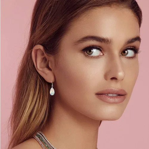 Miniatura 21 de Aretes colgantes de cristal austriaco con forma de lágrima para mujer, joyería hipoalergénica de plata de ley 925