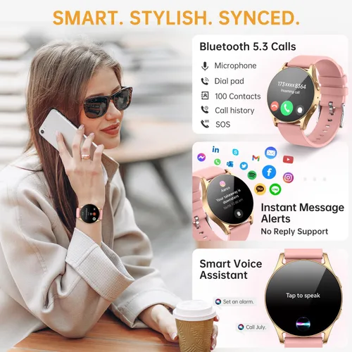 Miniatura 5 de Reloj inteligente AI con GPT, AMOLED de 1.614 in, 1.32 pulgadas, responder/hacer llamadas, seguimiento de actividad y actividad para iPhone Android
