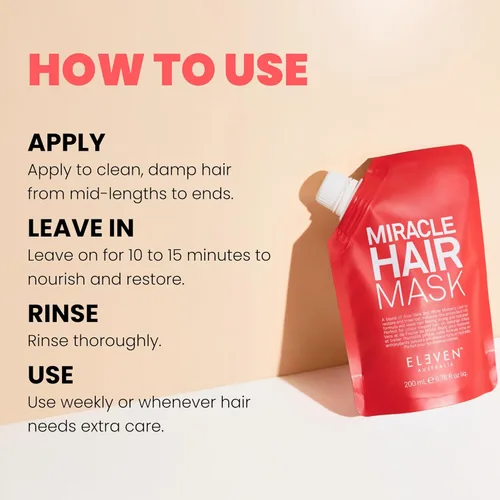 Miniatura 5 de ELEVEN AUSTRALIA Miracle Hair Mask for Dry Damaged Hair - Tratamiento acondicionador profundo para hombres y mujeres, restaura la humedad y ayuda a