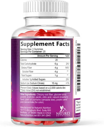 Miniatura 8 de Gomitas de fibra para adultos – Fibra soluble 0.14 oz por porción – Suplemento de fibra prebiótica a base de plantas para salud digestiva, salud