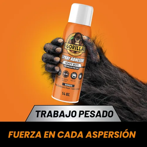 Miniatura 8 de Gorilla Adhesivo en aerosol resistente, pegamento transparente, 14 onzas (paquete de 1), multiusos con boquilla cómoda para interiores o exteriores