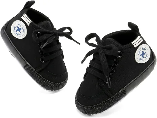 Miniatura 5 de Zapatos de lona y mezclilla con diseño de estrella para bebé - Tenis con suela suave antideslizante y caña alta, ideales para los primeros pasos