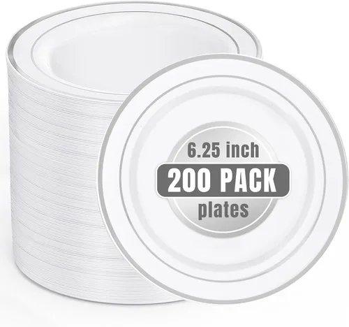 Miniatura 17 de bUCLA 30 platos de plástico transparente desechables, platos de plástico transparente resistentes de 10.25 pulgadas para fiestas y bodas