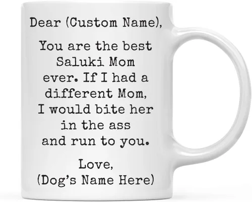 Miniatura 40 de Andaz Press Taza de café personalizada divertida con texto en inglés "Dog Mom", regalo de broma para la mejor mamá de perro cocker spaniel, muerde
