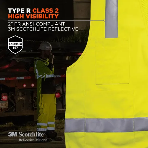Miniatura 5 de Ergodyne GloWear 8262FRZ - Chaleco de seguridad reflectante, resistente a las llamas, parte delantera sólida, parte trasera de malla, lima