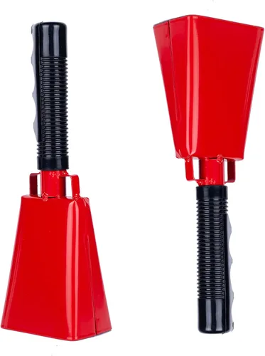 Miniatura 9 de Steel Cow Bell Noise Makers: cencerros de percusión de mano para eventos deportivos, cencerro grande de 8 pulgadas con asa para juegos de fútbol, Rad