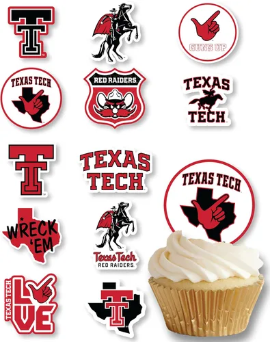 Miniatura 15 de Decoraciones para cupcakes de la Universidad de Alabama, suministros para fiestas de fútbol americano, cumpleaños, graduación (24 piezas)