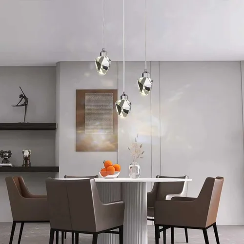 Miniatura 15 de Lámpara colgante moderna de cristal, lámpara colgante LED de 3 colores, lámpara colgante de techo de oro de altura ajustable, para cocina, isla