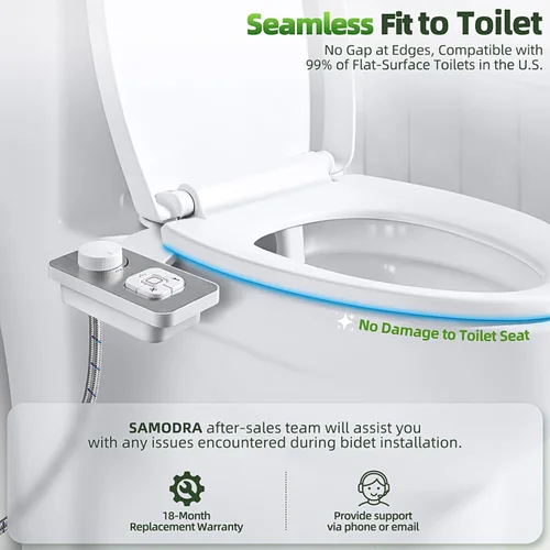 Miniatura 4 de SAMODRA Accesorio para bidé, accesorio no eléctrico para asiento de inodoro de bidé con agua fría y controles de presión, boquillas dobles Níquel