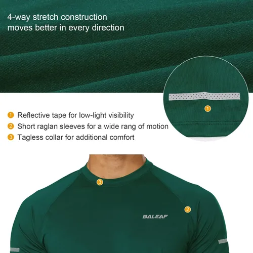 Miniatura 4 de Baleaf Camisetas de correr para hombre, de manga corta, atléticas, de secado rápido