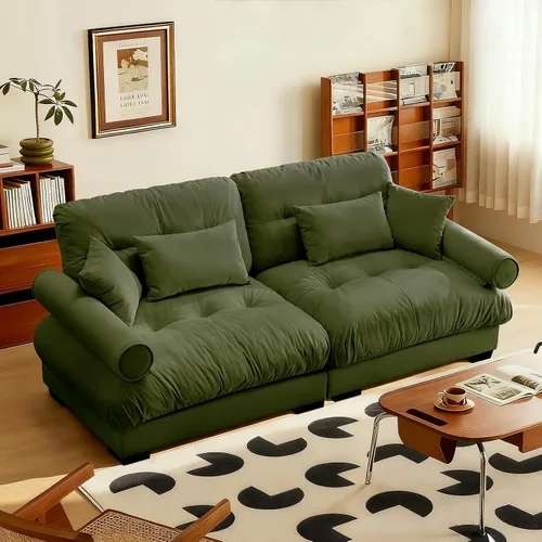 Miniatura 75 de SoarFlash Moderno sofá reclinable de terciopelo para sala de estar, sofá biplaza para apartamento, sofá de almacenamiento con marco de madera Azul