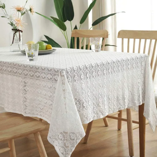 AMZALI Classic Collection - Mantel de encaje de ganchillo de algodón, a prueba de polvo, para mesa de bufé, cena de vacaciones, fiestas, banquetes,