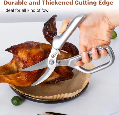 Miniatura 2 de LIVINGO Tijeras de cocina - Tijeras de aves de corral resistentes de corte afilado para huesos de pollo, carne, vegetales, multiusos de acero