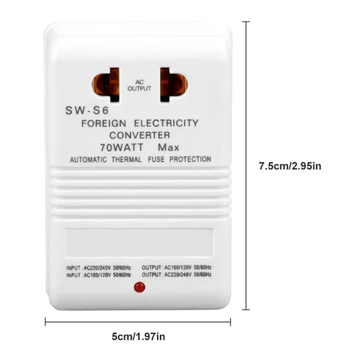 Miniatura 5 de Convertidor de voltaje, transformador de voltaje de potencia 70W 70W 110V/120V a 220V/240V 55-60HZ