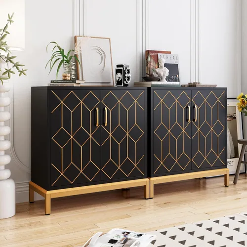 Miniatura 5 de GAOMON Armario de buffet, aparador con almacenamiento, armario de almacenamiento de buffet moderno con puertas y estantes para cocina, oficina