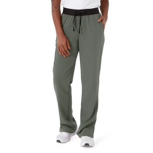 Miniatura 34 de ave. Varick - Pantalón médico de tiro medio para mujer, pierna recta, seis bolsillos, color azul caribeño, talla S
