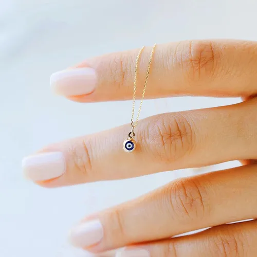 Miniatura 5 de Collar contra el mal de ojo para mujer, chapado en oro de 14 quilates, delicado collar de mal de ojo, collar con dije de ojo de diamante azul