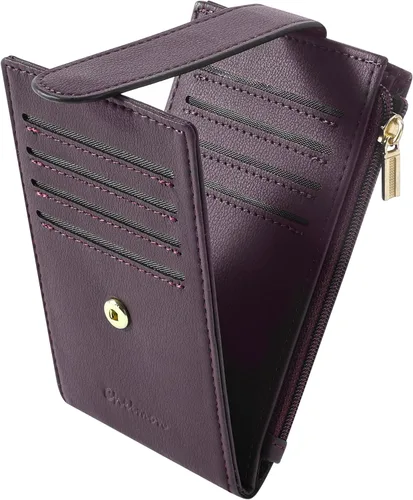 Miniatura 18 de Chelmon Cartera de mujer delgada con bloqueo RFID, billetera plegable con varios compartimientos para tarjetas con bolsillo con cremallera, Beige