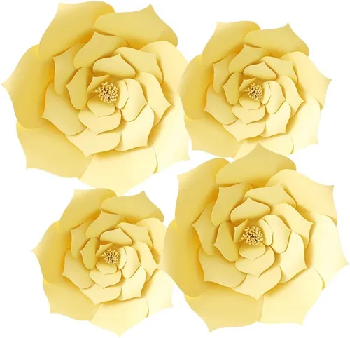 Miniatura 13 de Decoración de flores de papel gigantes para boda, fiesta, telón de fondo de flores, flores hechas a mano para guardería, decoración de pared de Crema
