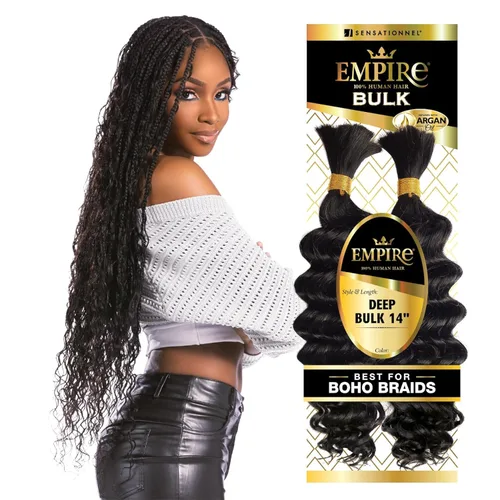 Miniatura 11 de Sensationnel Empire Bulk Braiding – Trenzado a Granel – Trenzas de cabello humano profundo para estilos de caja boho sin nudos o estilos de ondas