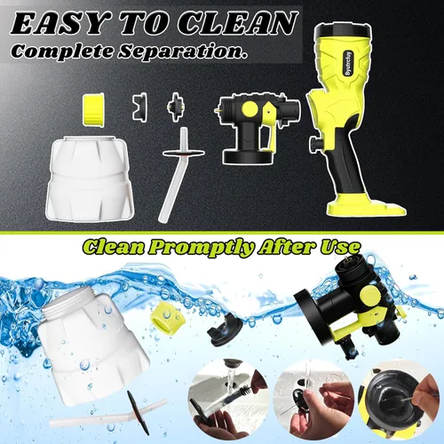 Miniatura 7 de Pulverizador de pintura inalámbrico para batería Ryobi de 18 V, pistola de pintura eléctrica HVLP con boquillas de 4 tamaños y 3 patrones