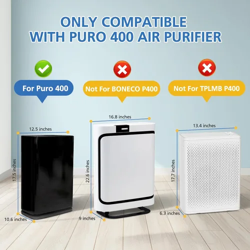 Miniatura 5 de Filtro de repuesto para purificador de aire 400 compatible con purificador de aire Puro 400, 3 en 1 con filtro de carbón activado para fijar polvo