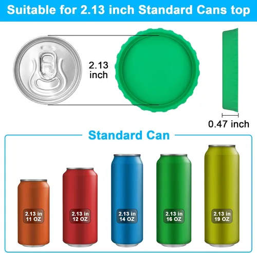 Miniatura 2 de Paquete de 6 tapas de silicona para latas de refresco, tapas reutilizables para latas de refresco, cubiertas para latas de cerveza, cubiertas