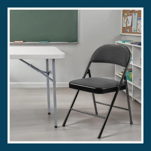 Miniatura 11 de OEF Furnishings OEF970 Series - Sillas plegables acolchadas de tela de alta calidad, asiento y respaldo acolchados cómodos para salas