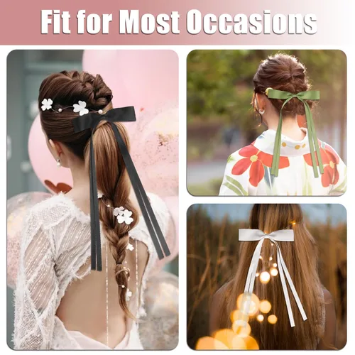 Miniatura 6 de Pinzas para el pelo con borlas y colas largas, bonitos pasadores de lazo, accesorios para el cabello para niñas y adolescentes, ideales para regalos