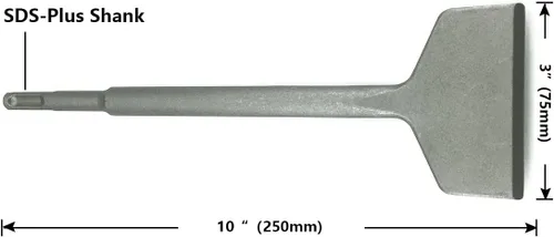 Miniatura 3 de SDS-Plus 3 pulgadas de ancho con manivela doblada en ángulo y cincel Thinset Scaling, SDS-Plus Shank Tile Removal Chisel Bit Thinset Raspador