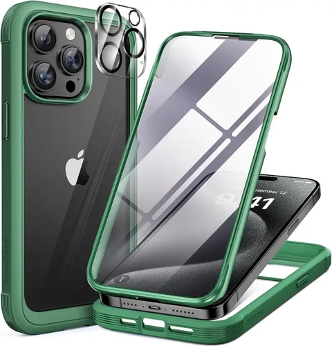 Miniatura 222 de Miracase Funda para iPhone 13 de 6.1 pulgadas, [sin burbujas] funda de teléfono de cuerpo completo con pantalla de vidrio completa integrada, sin