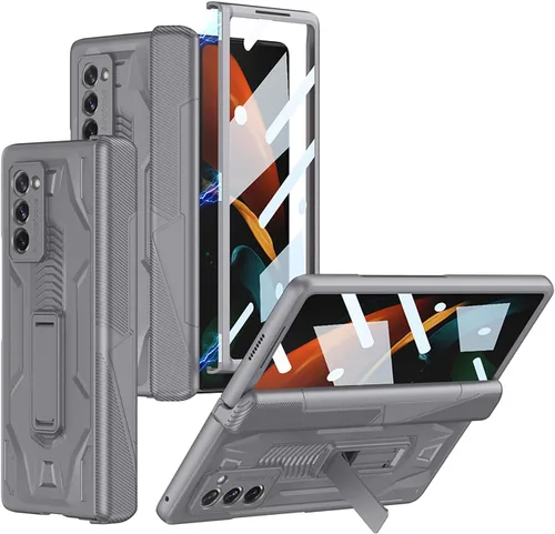 Miniatura 14 de Miimall Funda para Galaxy Z Fold 2 con protección de bisagra, protector de pantalla de alta transparencia, protector de bisagra magnético, soporte