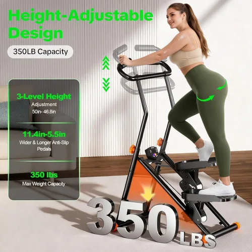 Miniatura 5 de Stair Stepper for Home Gym, 350 lbs Capacity Cardio Machine with Adjustable Height, Non-Slip Pedals, LCD Display, Foldable Design for Full Body