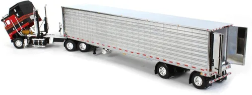 Miniatura 4 de DCP 1/64 Rojo y Negro Kenworth K100 Aerodyne Marco Largo con Remolque Frigorífico Cromo, por First Gear, 60-1556