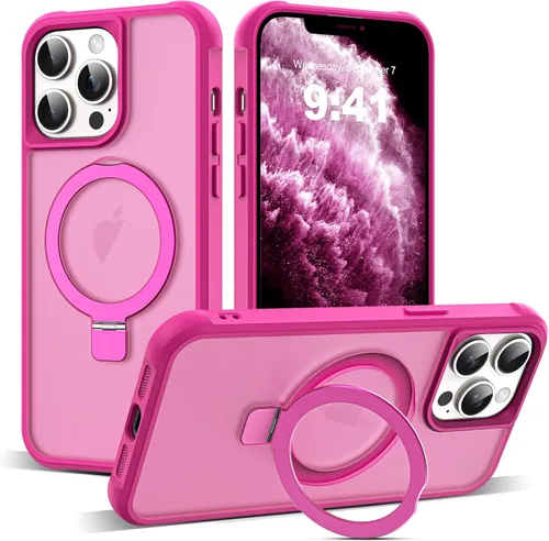 Miniatura 127 de SKYLMW – Funda compatible con iPhone 12 Pro Max y iPhone 13 Pro Max con soporte magnético invisible tipo anillo, fundas translúcidas para teléfonos
