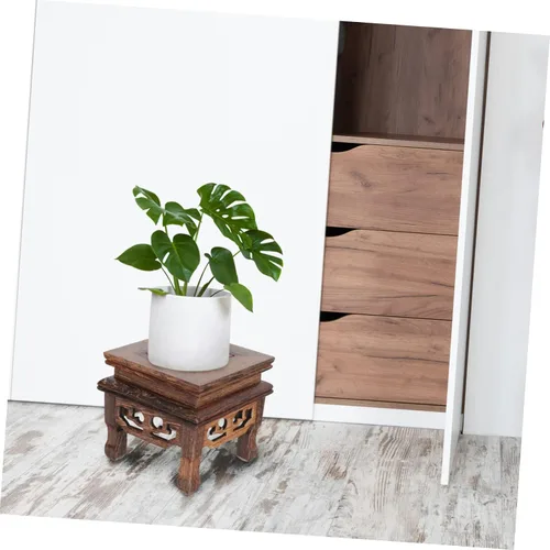 Miniatura 5 de Yardwe Soporte de maceta de madera, base cuadrada, adorno de oficina, soporte multifuncional