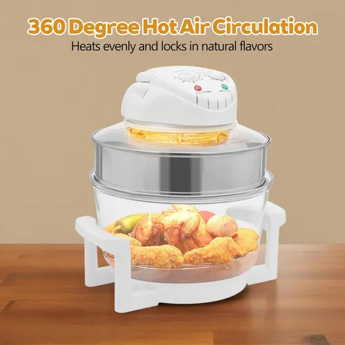 Miniatura 5 de Freidora de aire de vidrio no tóxica 18QT multifunción grande con olla de vidrio visible 360° antideslizante temporizador de 60 minutos para uso