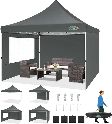 Miniatura 32 de COBIZI Canopy Tienda de campaña desplegable de 10 x 20 pies con 6 paredes laterales, toldo comercial impermeable, glorieta instantánea