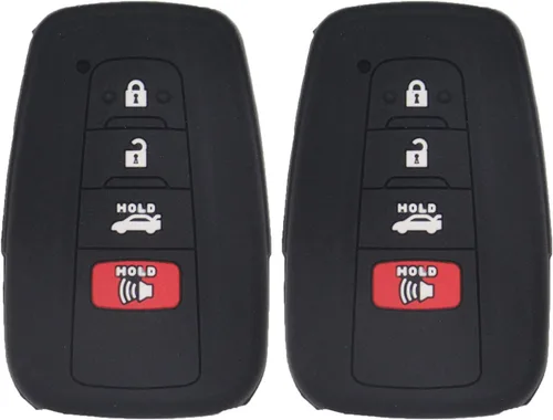 LemSa Funda protectora de silicona para llavero de Toyota Camry C-HR Prius 2017 2018 2019 2020 HYQ14FBC, 2 unidades, color negro