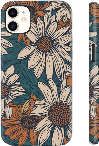 Miniatura 26 de Funda para iPhone 12 Mini, compatible con carga inalámbrica, protección de doble capa con elegante diseño de flores silvestres, silicona suave +