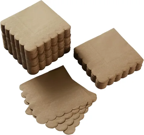 Miniatura 21 de 100 paquete de servilletas de cóctel de 2 capas con borde festoneado, servilletas de postre plegadas de 5 x 5 pulgadas, servilletas desechables