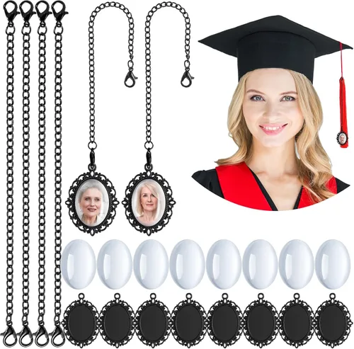 Sureio 20 dijes de graduación para fotos 2026 con diseño de gorra de graduación conmemorativa con borlas, cadenas de fotos antiguas personalizadas,