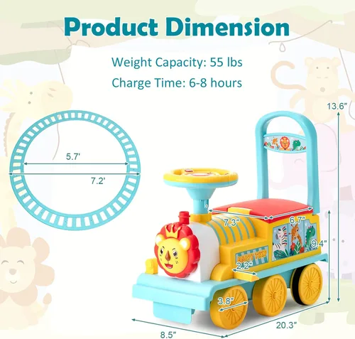 Miniatura 7 de Honey Joy - Tren para montar con 16 piezas de pistas, juguete eléctrico alimentado por batería de 6V para niños, luces intermitentes y música, Azul