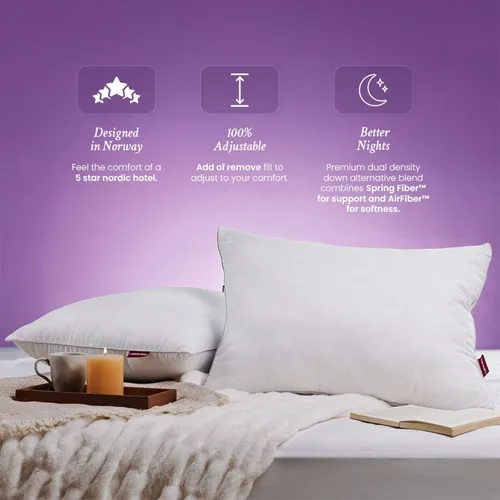 Miniatura 7 de IWS I WANNA SLEEP Oslo Hotel Collection - Juego de 2 almohadas de cama tamaño estándar/Queen, almohada original de plumón alternativo, almohada