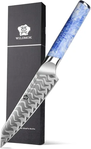 WILDMOK Cuchillo utilitario de 5 pulgadas, cuchillos de frutas de cocina ultra afilados, cuchillo pelador de acero de aleación de 7 capas con mango